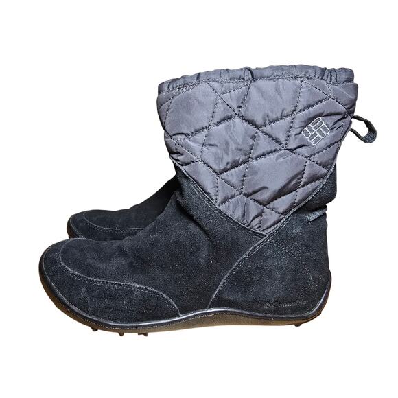 Columbia Suede Moccasin Boots Thermal Reflective Omni Heat Black Waterproof Sz 8 - Picture 2 of 9